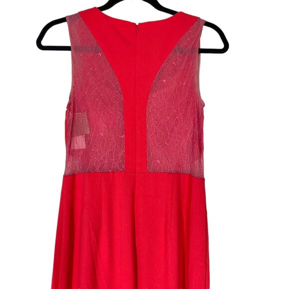 AIDAN MATTOX Pink Tangerine Crepe Lace Illusion Gown Dress NWT Size 8 - Picture 6 of 9